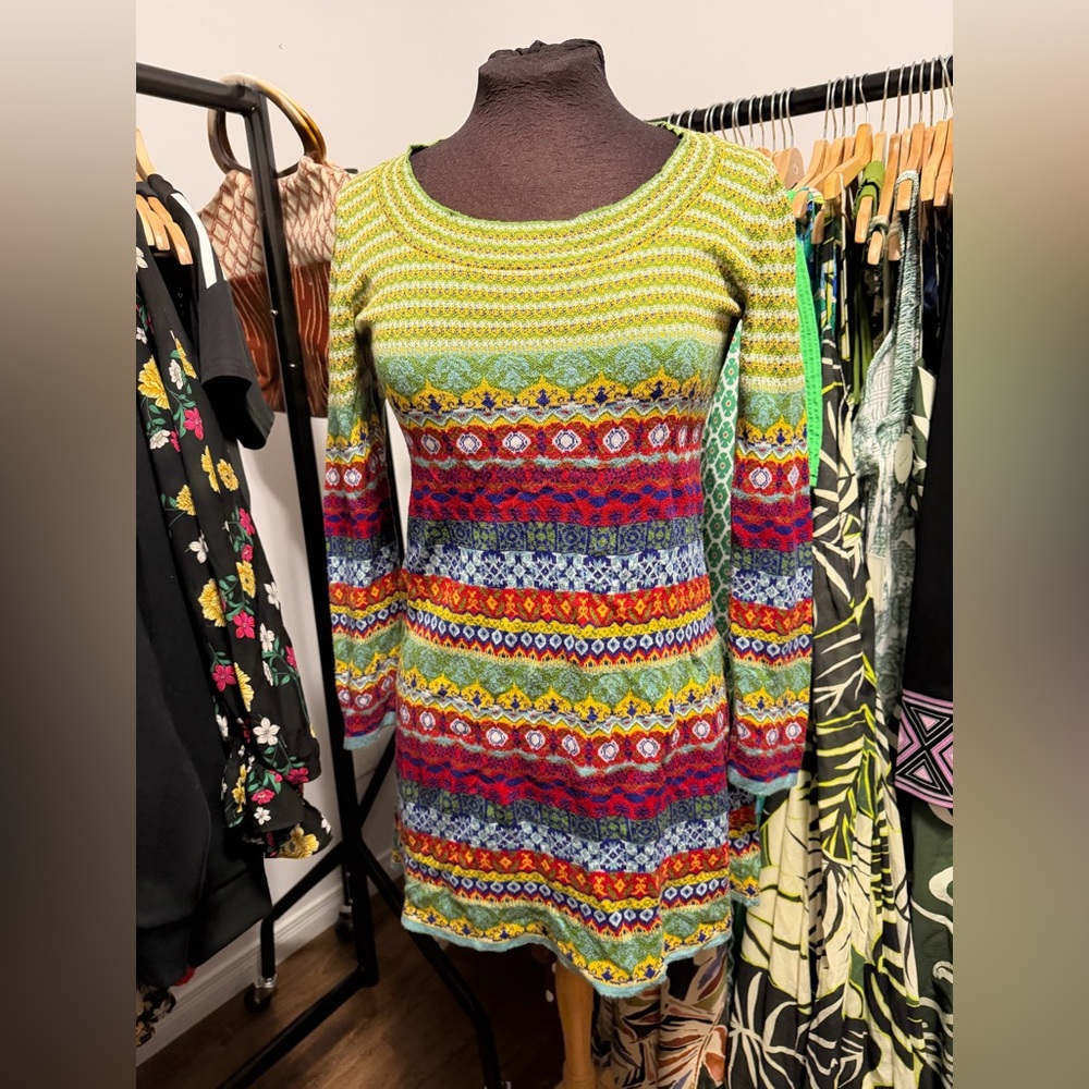 Multicolor Patterned Knit Dress - Picture 2 of 4